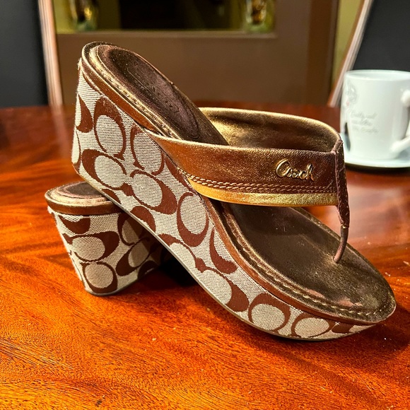 Coach Shoes - Coach wedges brown goldish color size 7 from Coach.com